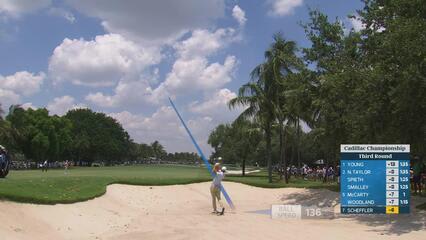 Scottie Scheffler kicks off Moving Day with 25-foot birdie putt on No. 1 at Cadillac