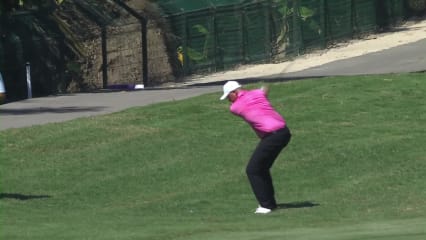MJ Daffue makes birdie on No. 18 at Mexico Open