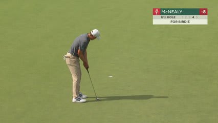 Maverick McNealy sinks 8-foot birdie putt on No. 17 at BMW Championship