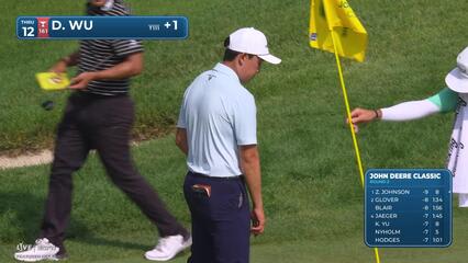 Dylan Wu holes 16-foot greenside shot for birdie on No. 12 at John Deere