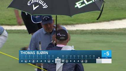 Thomas Bjørn makes birdie on No. 16 at Stifel Charity Classic