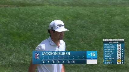 Jackson Suber sinks 11-foot putt for birdie on No. 7 at Travelers