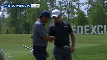 Jason Day/Jason Scrivener make birdie on No. 13 at Zurich Classic