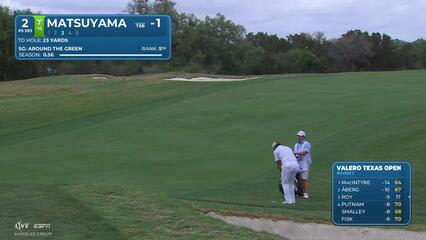 Hideki Matsuyama drains 4-foot birdie putt on No. 2 at Valero