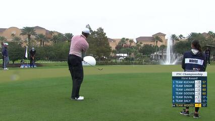Charlie and Tiger Woods get up-and-down for birdie at PNC Championship