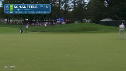 Xander Schauffele taps in 2-foot putt for birdie on No. 6 at Travelers