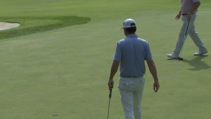 Harrison Frazar curls in a right-to-left breaking birdie putt at Ascension