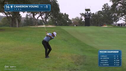 Cameron Young hits 74-yard approach to 9 feet, sets up birdie on No. 14 at Procore