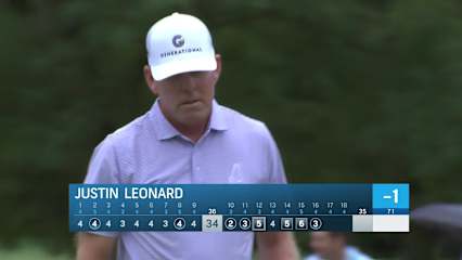 Justin Leonard makes birdie putt on No. 16 at Stifel Charity Classic