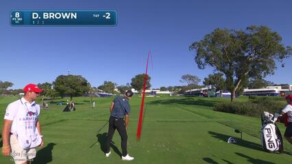 Daniel Brown sinks 37-foot birdie putt on No. 8 at Farmers