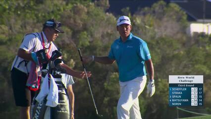 Hideki Matsuyama hits 161-yard approach to 6 feet, sets up birdie on No. 15 at Hero World Challenge
