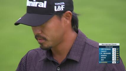 Satoshi Kodaira sinks 16-foot birdie putt on No. 18 at Baycurrent