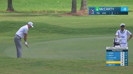 Matt McCarty gets up-and-down from 165 yards for birdie on No. 7 at Cadillac