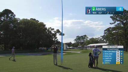 Ludvig Åberg's 131-yard approach sets up birdie on No. 16 at RBC Heritage