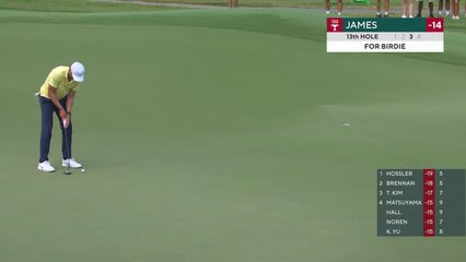 Ben James sinks 18-foot putt for birdie on No. 13 at Wyndham
