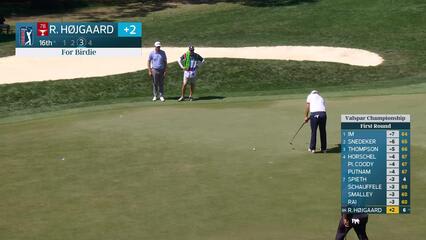 Rasmus Højgaard sinks 21-foot birdie putt on No. 16 at Valspar