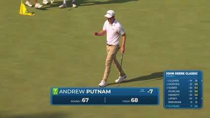 Andrew Putnam sinks 8-foot putt for birdie on No. 18 at John Deere