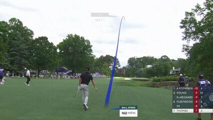 Justin Thomas sinks 2-foot putt for birdie on No. 7 at Truist Championship