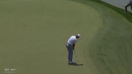 Jake Knapp sinks 43-foot eagle putt on No. 16 at Texas Children's