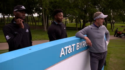 Luke Donald and Kamaiu Johnson walk-and-talk with First Tee participant