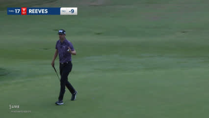 Seth Reeves rolls in short birdie putt on No. 17 at Rocket Mortgage