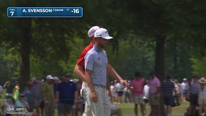 Adam Svensson makes birdie on No. 7 at Zurich Classic