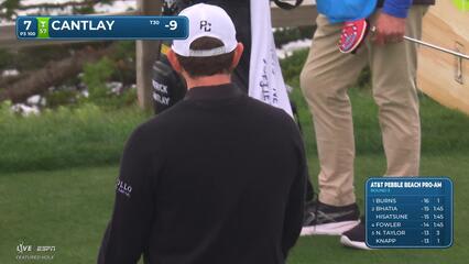 Patrick Cantlay sinks 17-foot birdie putt on No. 7 at AT&T Pebble Beach