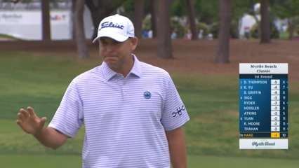 Bill Haas drains a 33-foot birdie putt at Myrtle Beach