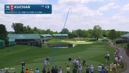 Matt Kuchar sinks 37-foot birdie putt on No. 16 at the Memorial