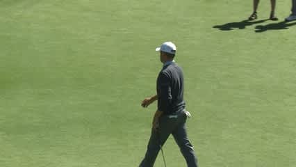 John Merrick drains long birdie putt on No. 17 at Valspar
