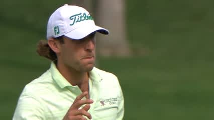 Andrew Loupe converts his birdie putt on No. 17 at Wells Fargo