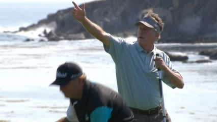 Michael Allen hits a solid wedge shot at First Tee Open