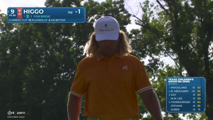 Garrick Higgo pours in 26-foot birdie putt on No. 9 at Texas Children's