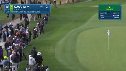 Si Woo Kim sinks 25-foot birdie putt on No. 18 at The Genesis