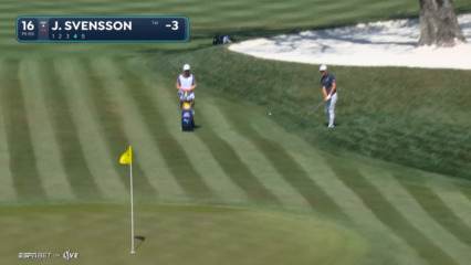 Jesper Svensson chips-in for birdie at THE PLAYERS