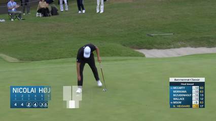 Nicolai Højgaard sinks 13-foot birdie putt on No. 17 at Baycurrent