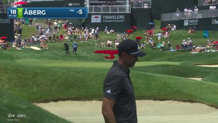Ludvig Åberg's 156-yard approach sets up birdie on No. 18 at Travelers