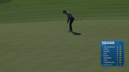 Billy Horschel sinks 16-inch putt for birdie on No. 18 at Bank of Utah