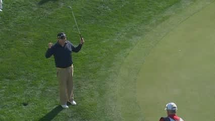 Jarrod Lyle’s brilliant eagle chip in on No. 18 at Humana