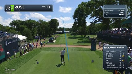Justin Rose hits tee shot to 7 feet, sets up birdie on No. 16 at BMW Championship