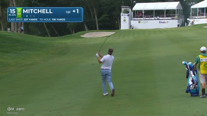 Keith Mitchell gets up-and-down from 138 yards for birdie on No. 15 at John Deere