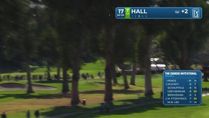 Harry Hall sinks 6-foot birdie putt on No. 17 at The Genesis
