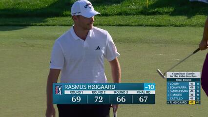 Rasmus Højgaard sinks 22-foot birdie putt on No. 18 at Cognizant Classic