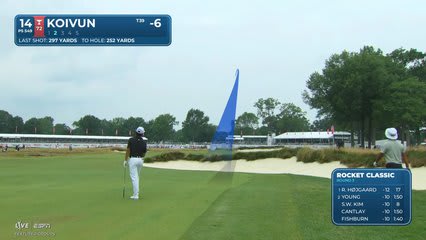 Jackson Koivun gets up-and-down from 28 feet for birdie on No. 14 at Rocket Classic