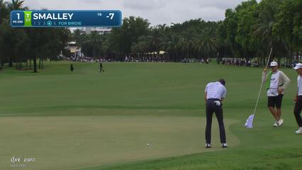 Alex Smalley drains 12-foot putt for birdie on No. 1 at Cadillac