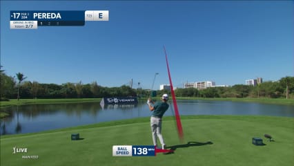 Raul Pereda hits tee shot tight and birdies at Mexico Open