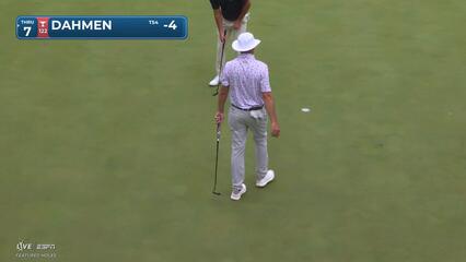 Joel Dahmen sinks 22-foot birdie putt on No. 16 at John Deere