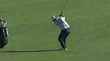 Rico Hoey's 144-yard approach sets up birdie on No. 16 at Bank of Utah