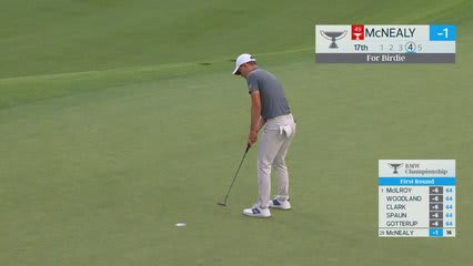 Maverick McNealy taps in 3-foot putt for birdie on No. 17 at BMW Championship