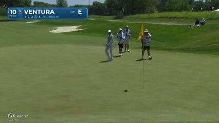 Kristoffer Ventura sinks a 47-foot birdie putt on No. 10 at John Deere